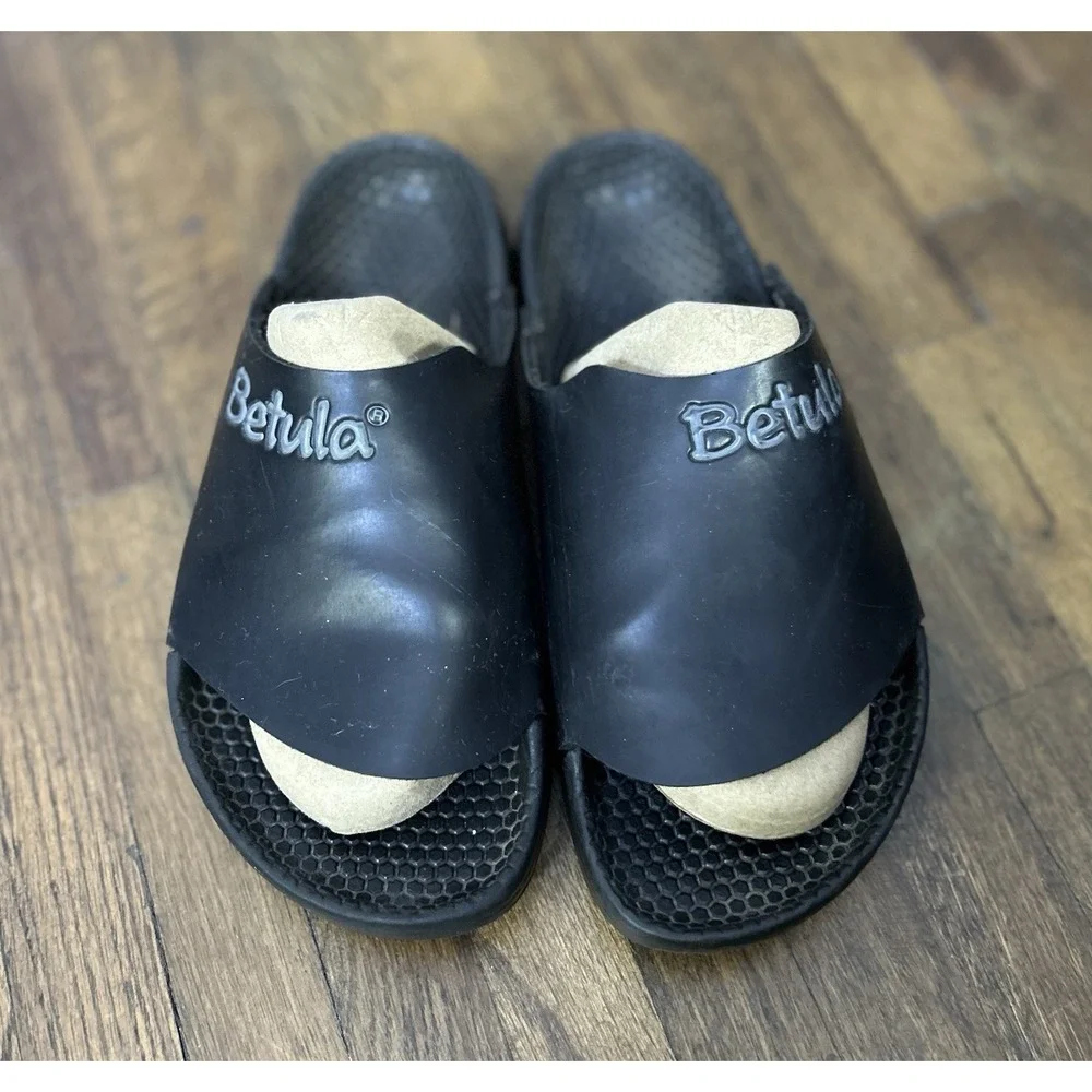 Birkenstock Betula slides feature a textured footbed Black Comfort Slip On Beach
